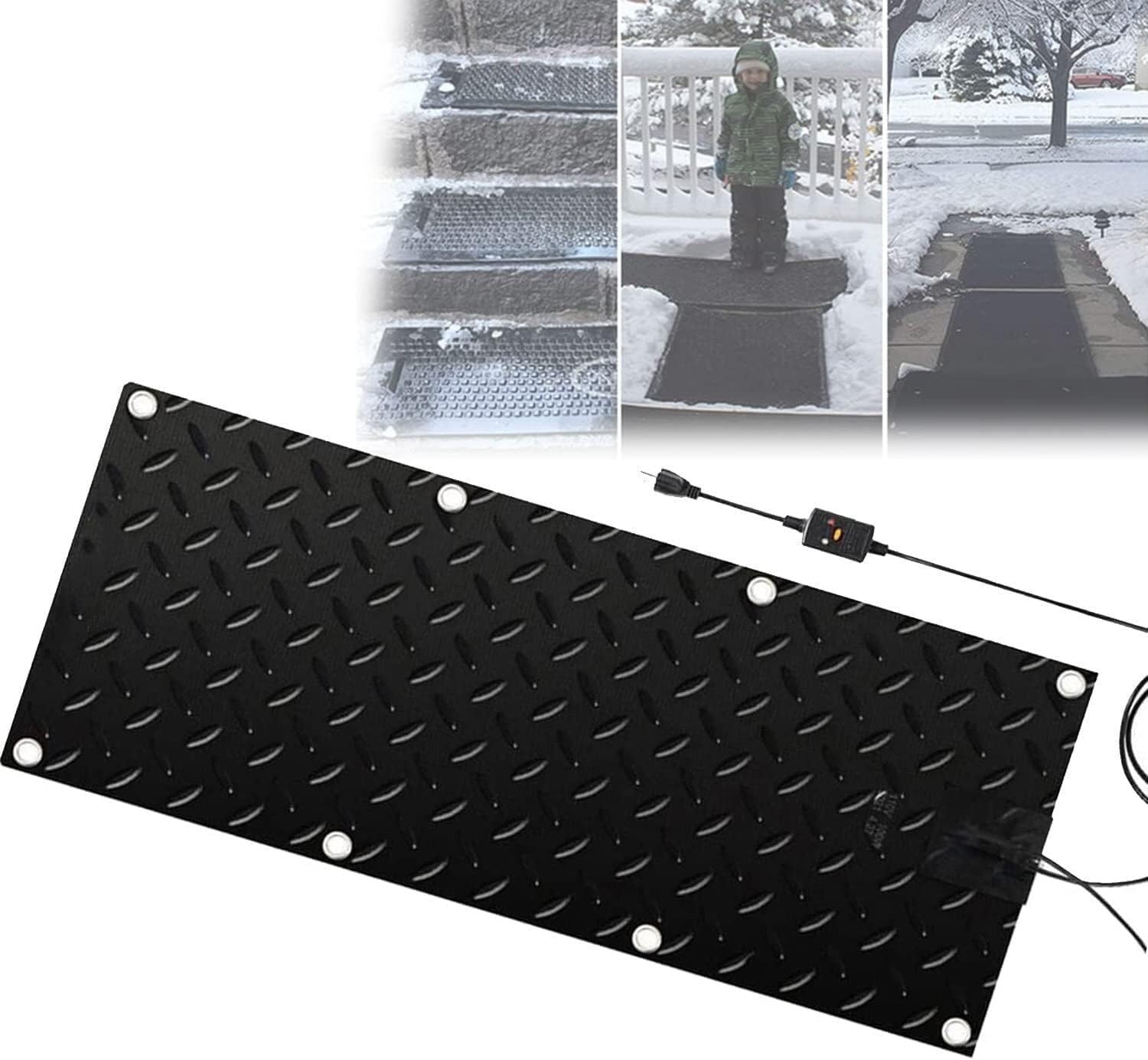 Heated Snow Melting Mats for Walkways, Non Slip Rubber Heated Mat with Power Cord for Entrances, Ideal Winter Outdoor Ice Melting Mat with Fixing Holes, Melts 2 Inches of Snow per Hour ( Size : 60x360
