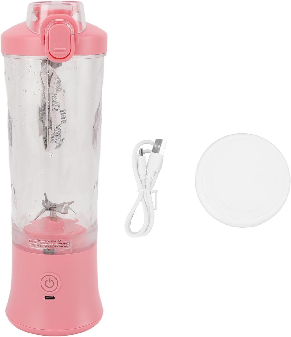 Portable Blender 600ml, Personal Juicer Cup, 150W High Speed 18000RPM, USB Rechargeable 4000mAh Battery, Leakproof, 2 Modes for Shakes, Smoothies, Mixed Drinks, Outdoor Travel Spo (Roseate)
