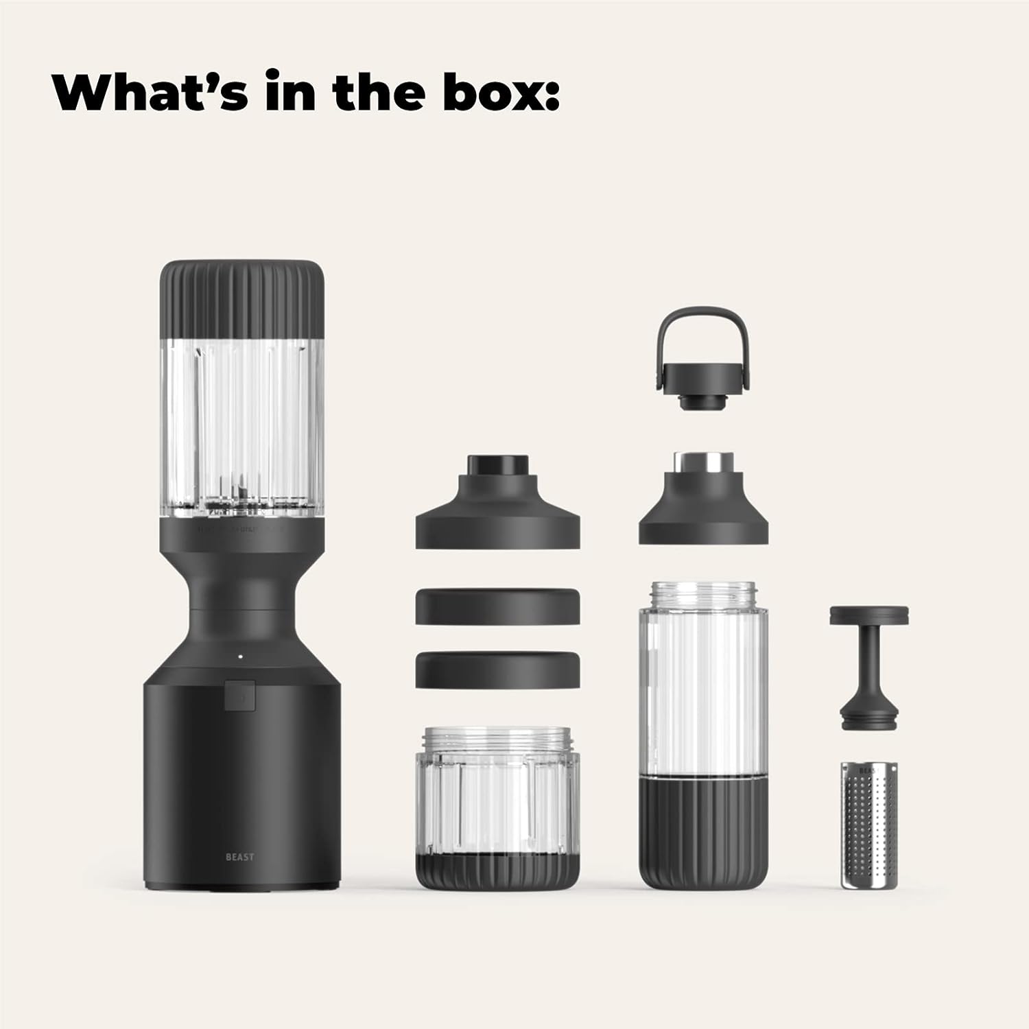 Beast Blender + Hydration System | Blend Smoothies and Shakes, Infuse Water, Premium Kitchen Countertop Design, 1000W (Carbon Black)