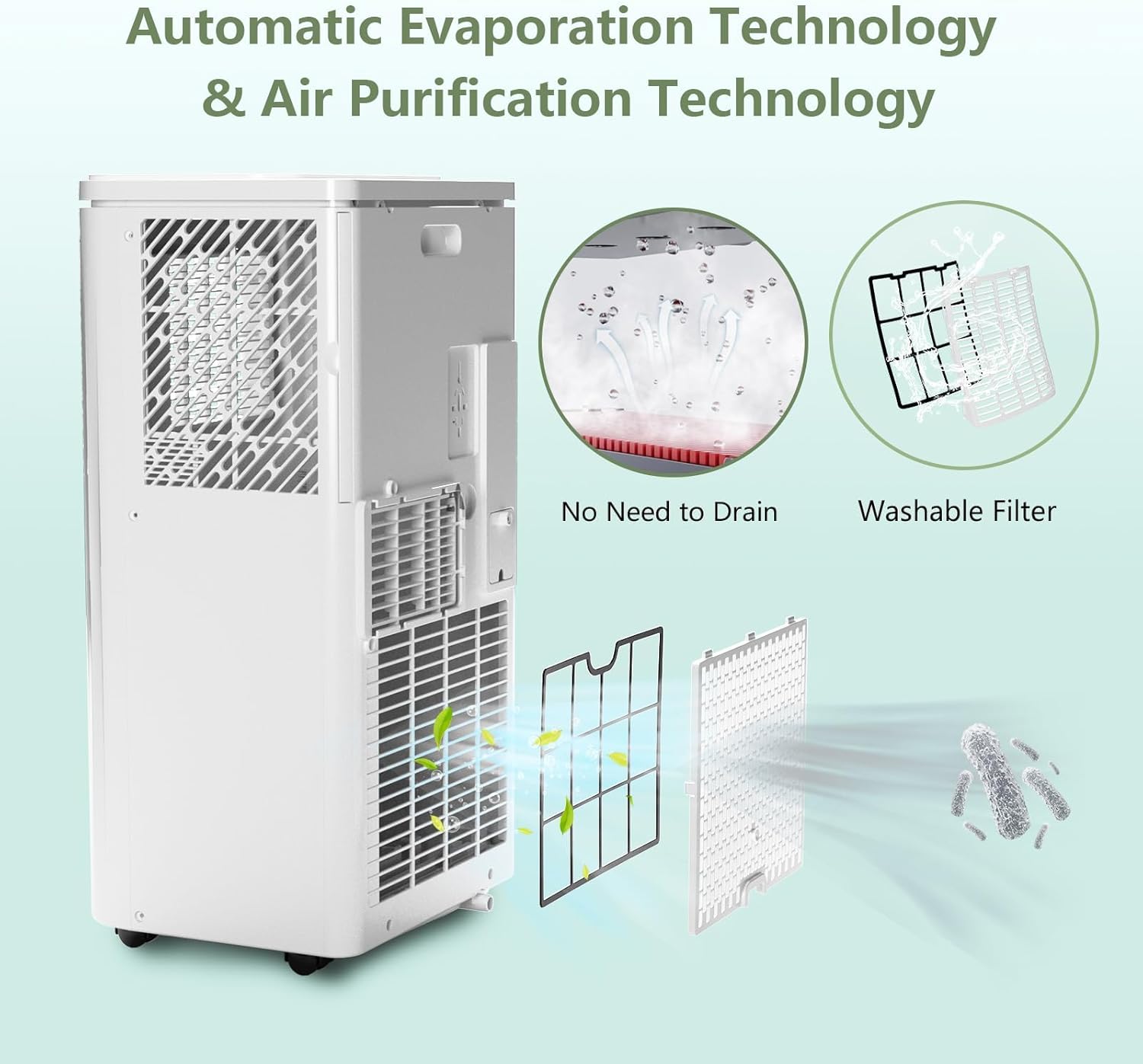 GarveeHome Portable Air Conditioners 10,000 BTU - Cools 450 Sq.Ft Rooms, 3 in-1 AC with Dehumidifier, Timer & Remote, Includes Window Kit