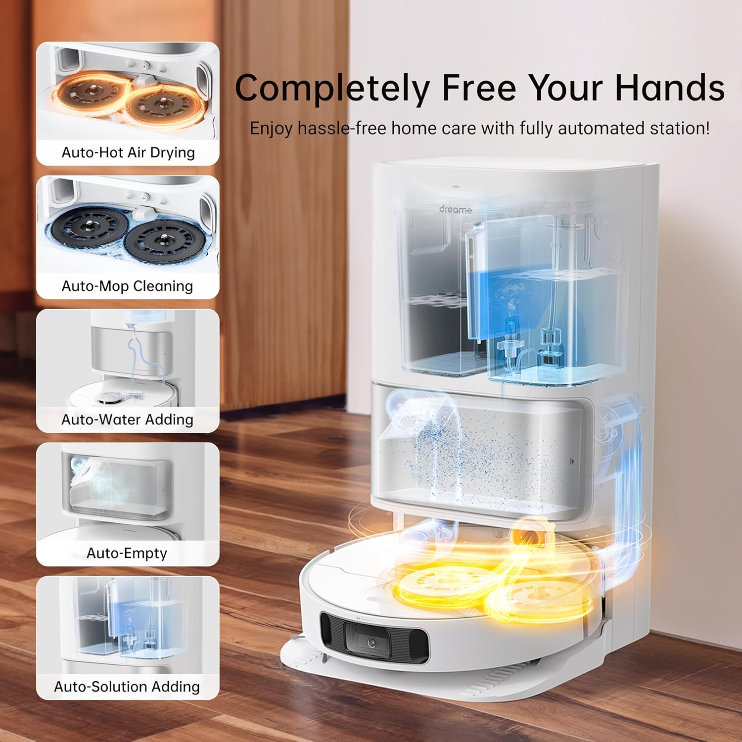 Dreame L10s Ultra Robot Vacuum and Mop Combo,Auto Mop Cleaning and Drying, Self-Refilling and Emptying Base for 60 Days Cleaning, 5300Pa Suction & AI Navigation (Renewed)