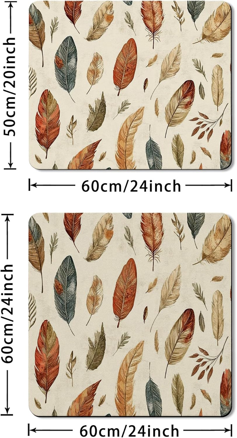 Leaf Pattern Washer Dryer Top Protector Mat, Autumn Botanical Design Laundry Machine Dust Covers, Eco-friendly Anti-slip Waterproof Washer And Dryer Mats for Laundry Room 24x24 Inch