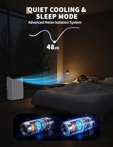 Portable AC Unit for Bedroom, 14000 BTU Air Conditioner for Rooms up to 750 Sq.Ft, 3-in-1 Energy Efficient AC Unit for Room with Fan, Dehumidifier 24H Timer & Remote Control, Black Top