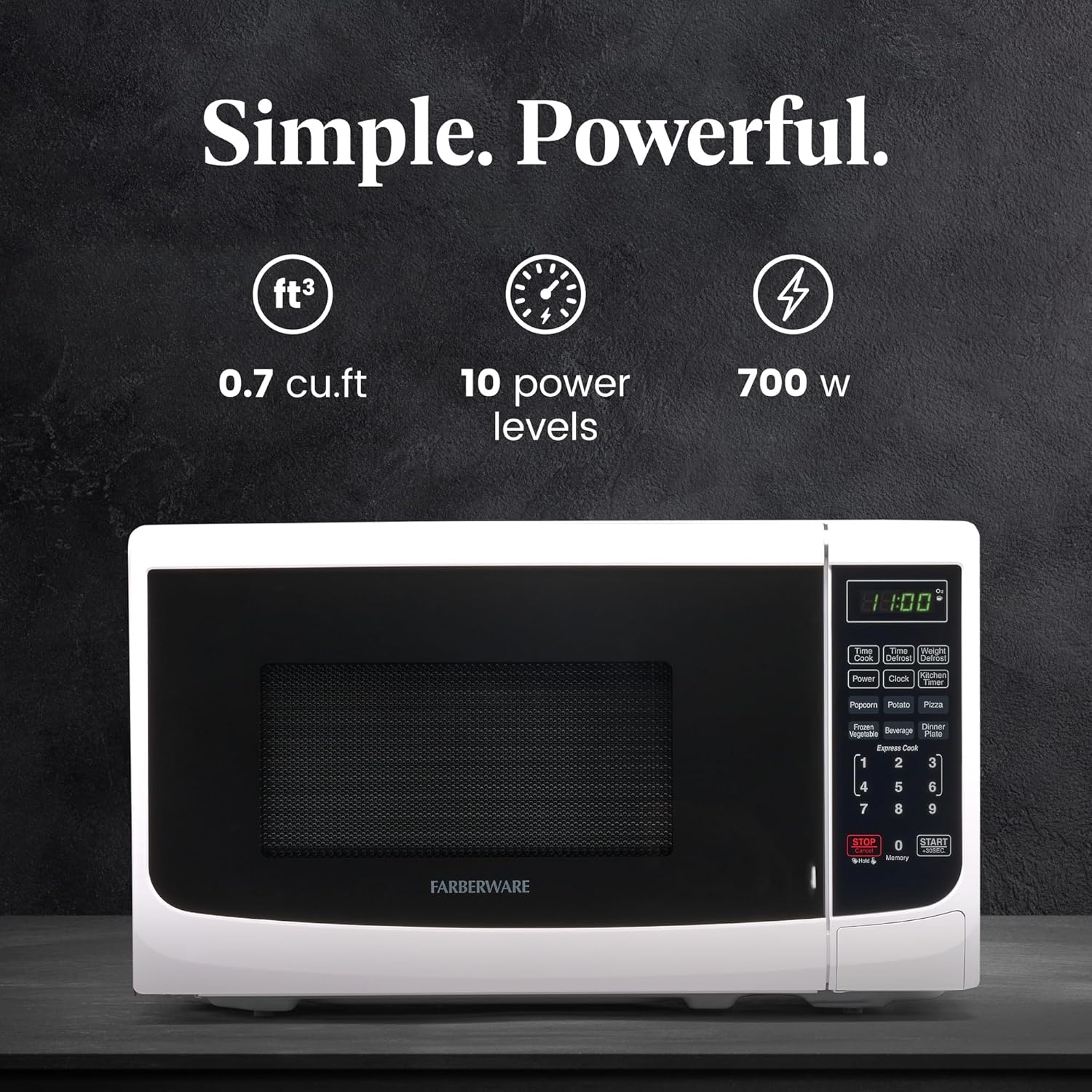 Farberware 0.7 Cu. Ft. 700W Countertop Microwaves Bundle With LED Lighting, Child Lock, Easy Clean Interior, Retro Black and White