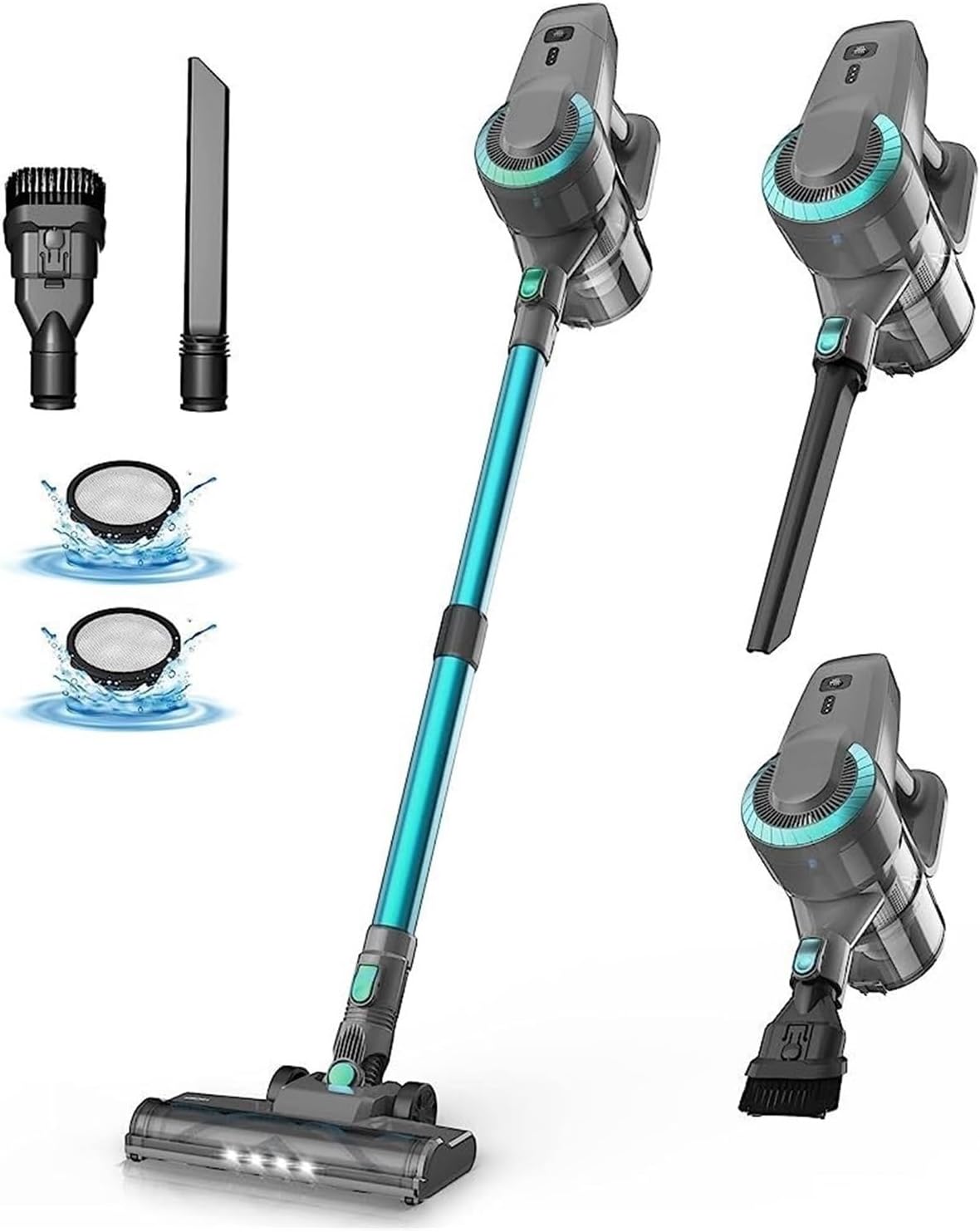 N300 Cordless Vacuum Cleaner | 20Kpa Powerful Suction | 6-in-1 Lightweight Stick | Compatible with DEVOAC | for Home, Carpet, Hardfloor​(Green)