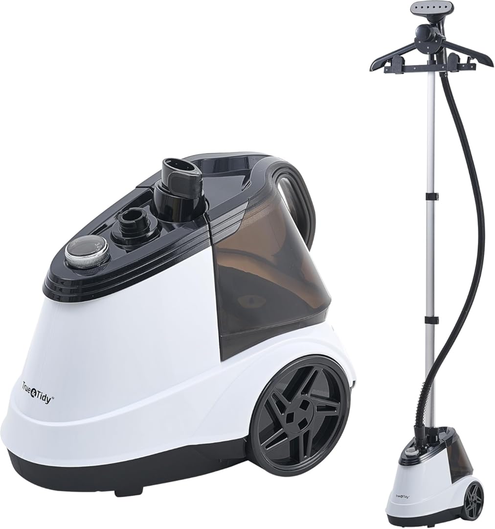 True & Tidy® Pro Commercial Garment Steamer with Extra Large 2.9L (98 oz) water tank, Heavy Duty with 3 Steam Settings, Aluminum Steam Plate, up to 90 mins