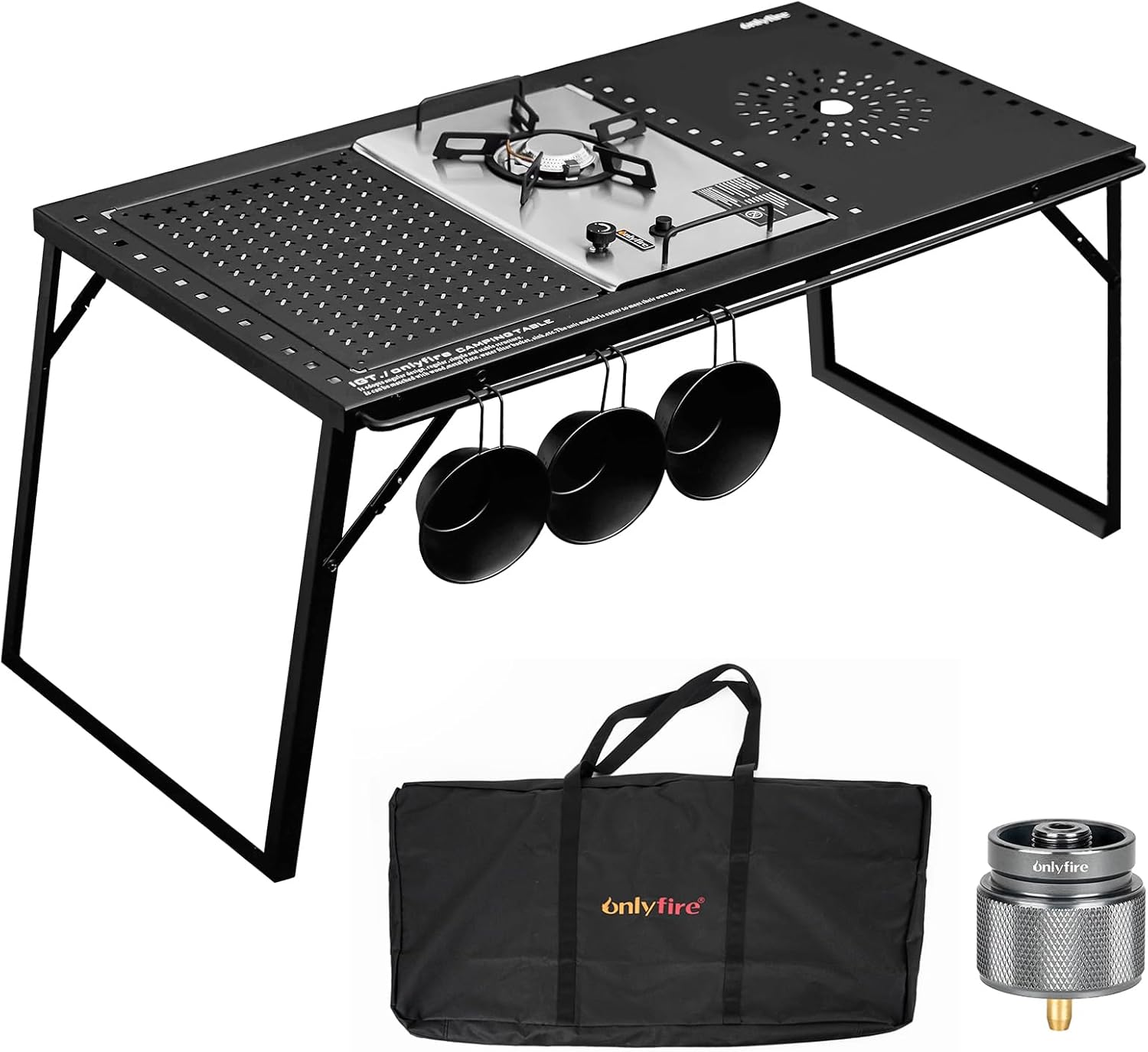 Onlyfire IGT Camping Table Kit with Propane Gas Stove and Carrying Case, Portable Folding Camp Table, IGT Unit Combination Combo for Picnic, RV, Car Trip, Tailgating, Patio, Backyard, GS337