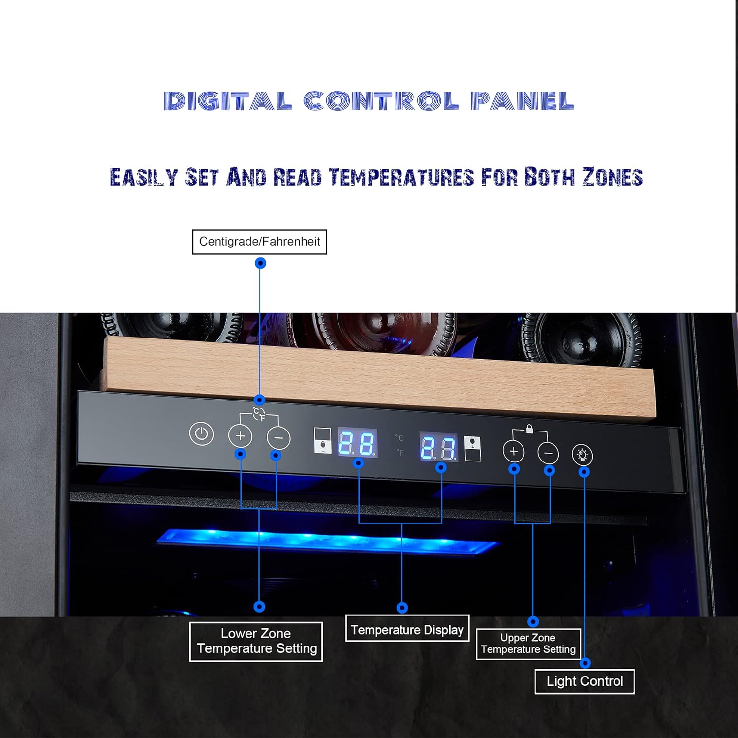 Modern 24IN 46 Bottle Wine Cooler Cabinet Beverage Fridge Small Wine Cellar Soda Beer Counter Top Bar Quiet Operation Compressor Freestanding Clear Glass Door for Office