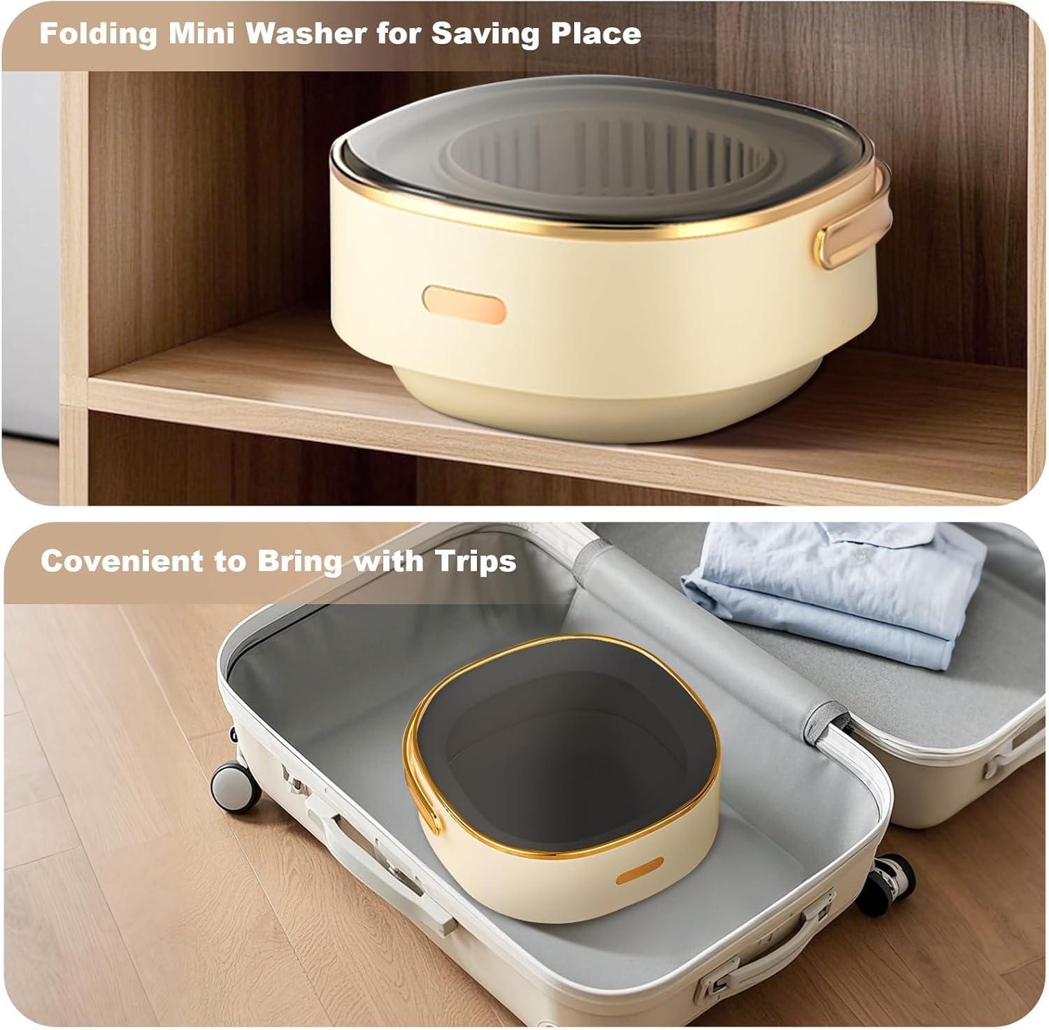 13L, Portable Washing Machine, Mini Washer Foldable Compact Laundry Machine with Basket Spin, Small Underwear Washer for Travel, Apartment, Manual Clothes Washing for Compact Spin Dryer