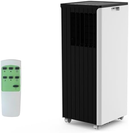 8000 BTUs Portable Air Conditioner - 3-in-1 Air Conditioners with Cooling, Dehumidifying & Fan Modes, 300 CFM, Mobile AC Unit for Rooms Ultra Quiet, Temperature Control 61-88°F, Black Top Cover