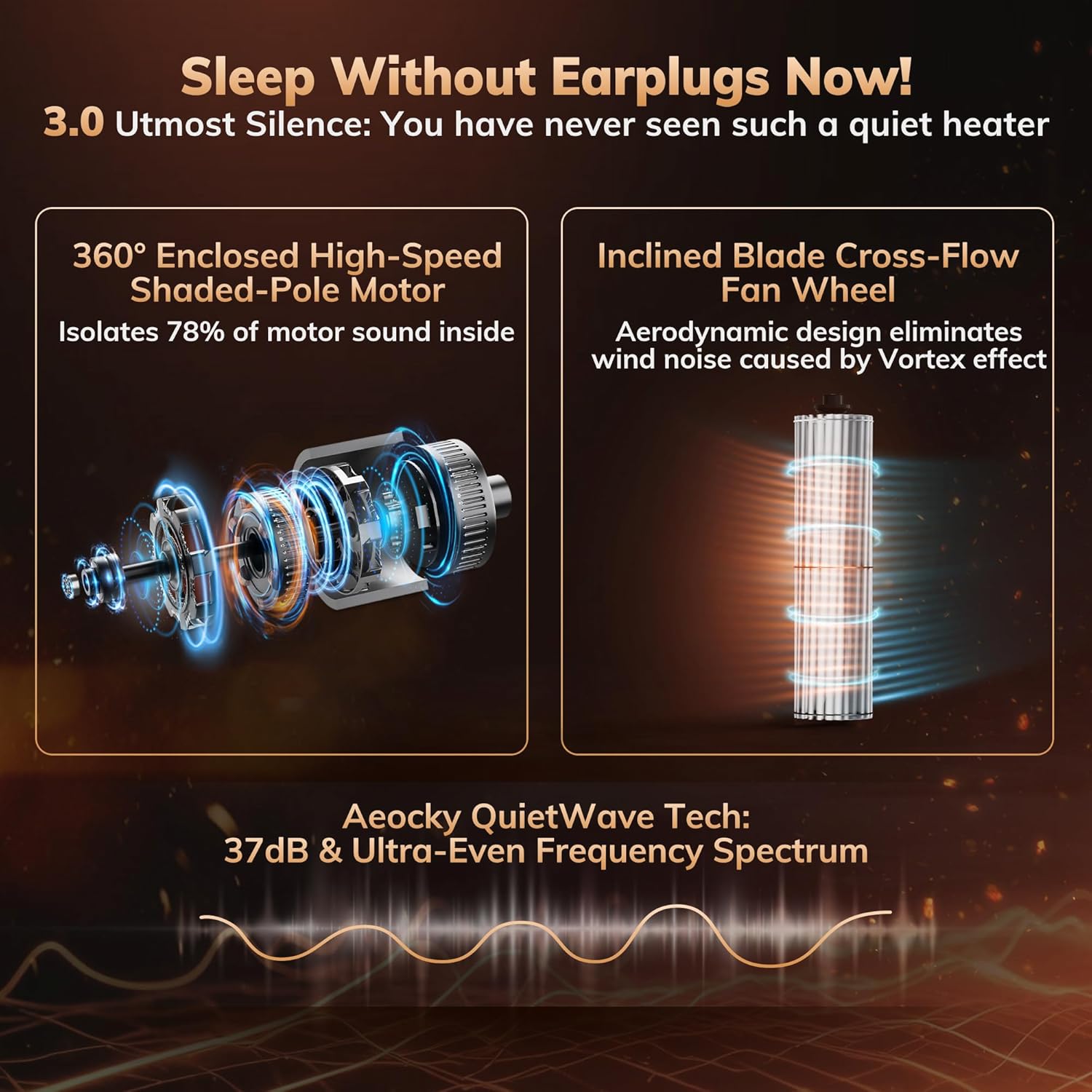 Newly Upgraded AEOCKY Space Heaters for Indoor Use, 1500W Metal Electric Space Heater with AI Thermostat, Tower Heater with ECO Mode, Oscillating, Remote, Timer for Office, Home, Bedroom