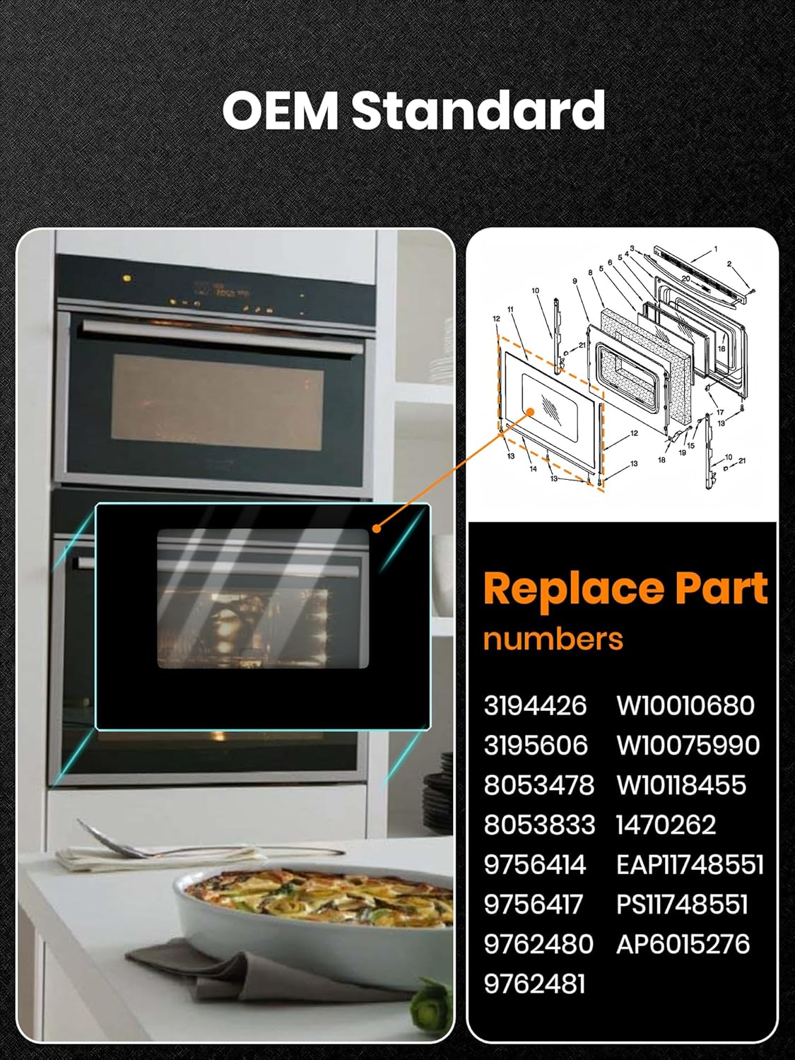 𝙐𝙥𝙜𝙧𝙖𝙙𝙚 WPW10118455 W10118455 Outer Oven Door Glass,29.5