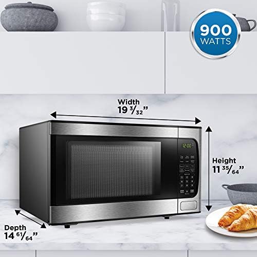Danby DBMW0924BBS 0.9 Cu.Ft. CounterTop Microwave In Black Stainless Steel - 900 Watts, Small Microwave With Push Button Door
