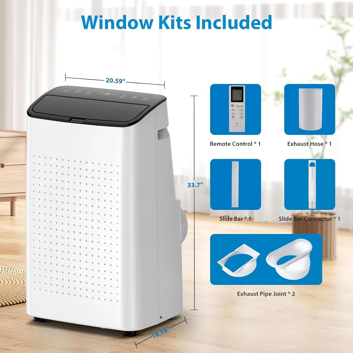 14,000 BTU Portable Air Conditioner Cools Up to 750 Sq.Ft, 3-IN-1 Quiet Portable AC Unit with Remote Control & Installation Kits for Large Room, Smart/Sleep Mode, Auto Swing, 24H Timer