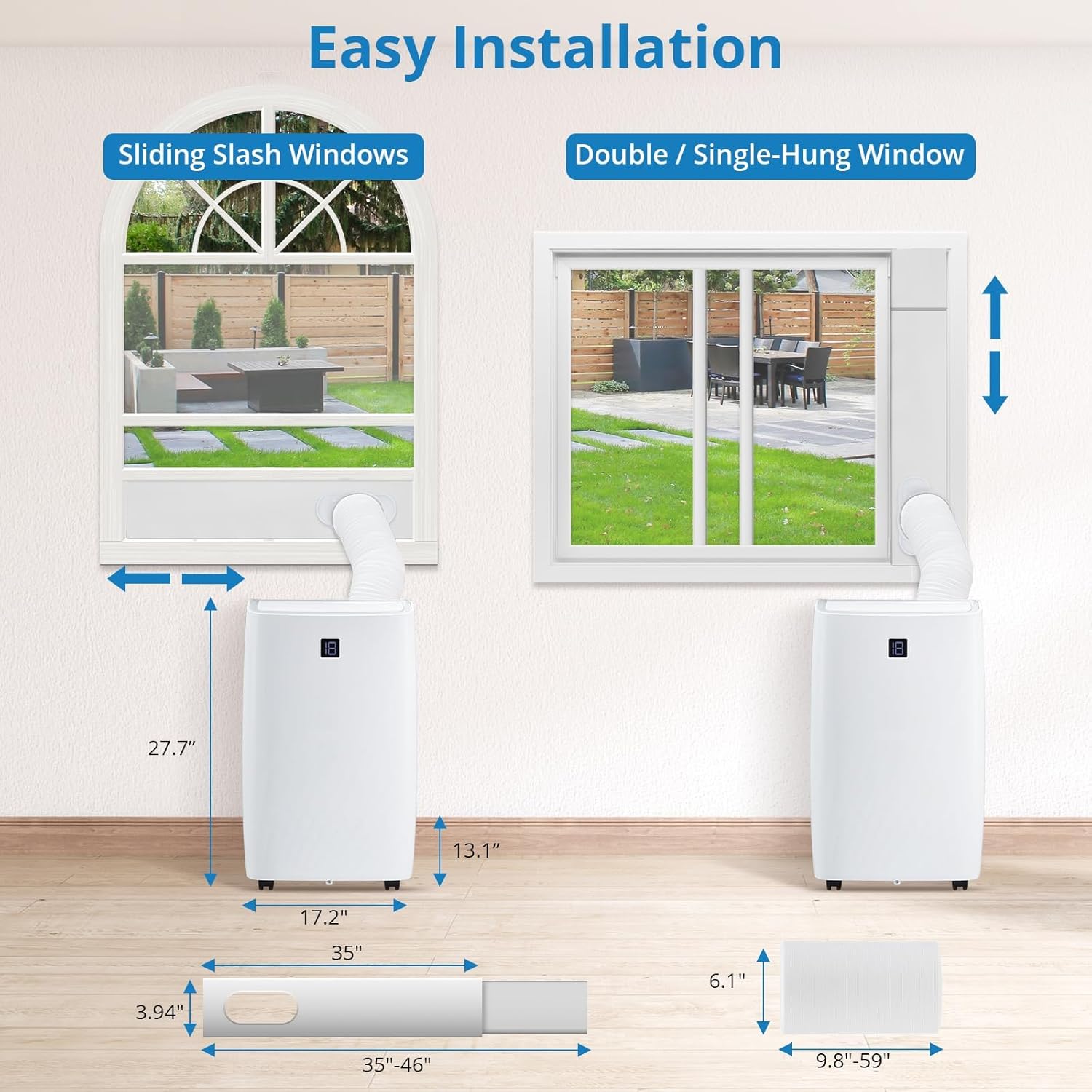 14,000 BTU Portable Air Conditioner Cools Up to 750 Sq.Ft, 3-IN-1 Quiet Portable AC Unit with Remote Control & Installation Kits for Large Room, Smart/Sleep Mode, Auto Swing, 24H Timer