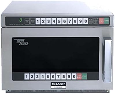 Sharp R-CD1200M Commercial Microwave Oven, Heavy-Duty TwinTouch, Dual TouchPads, 1200W, 0.75 Cu. Ft. Stainless Steel, 10 Memory Programs, 4-Stage Cooking, Auto Voltage Sensor