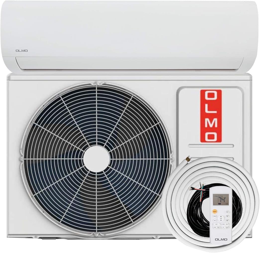 OLMO Alpic 12,000 BTU, 208/230V Ductless Mini Split Air Conditioner Heat Pump with 16ft Installation Kit