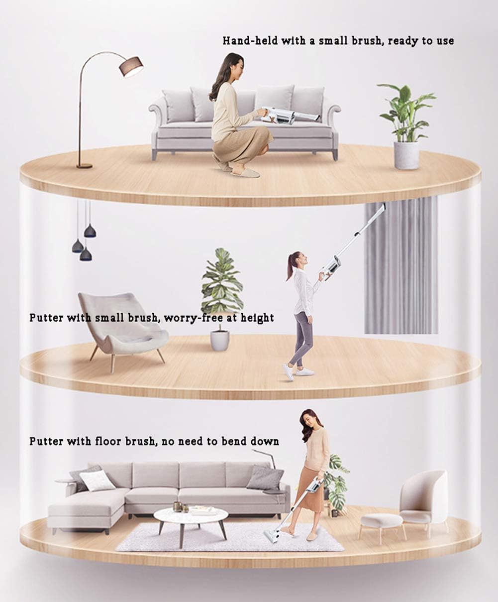 Cordless Vacuum Cleaner, Handheld Stick Vacuum Lightweight 5Kpa Power Suction 2-in-1 Rechargeable for Home and Car Cleaning
