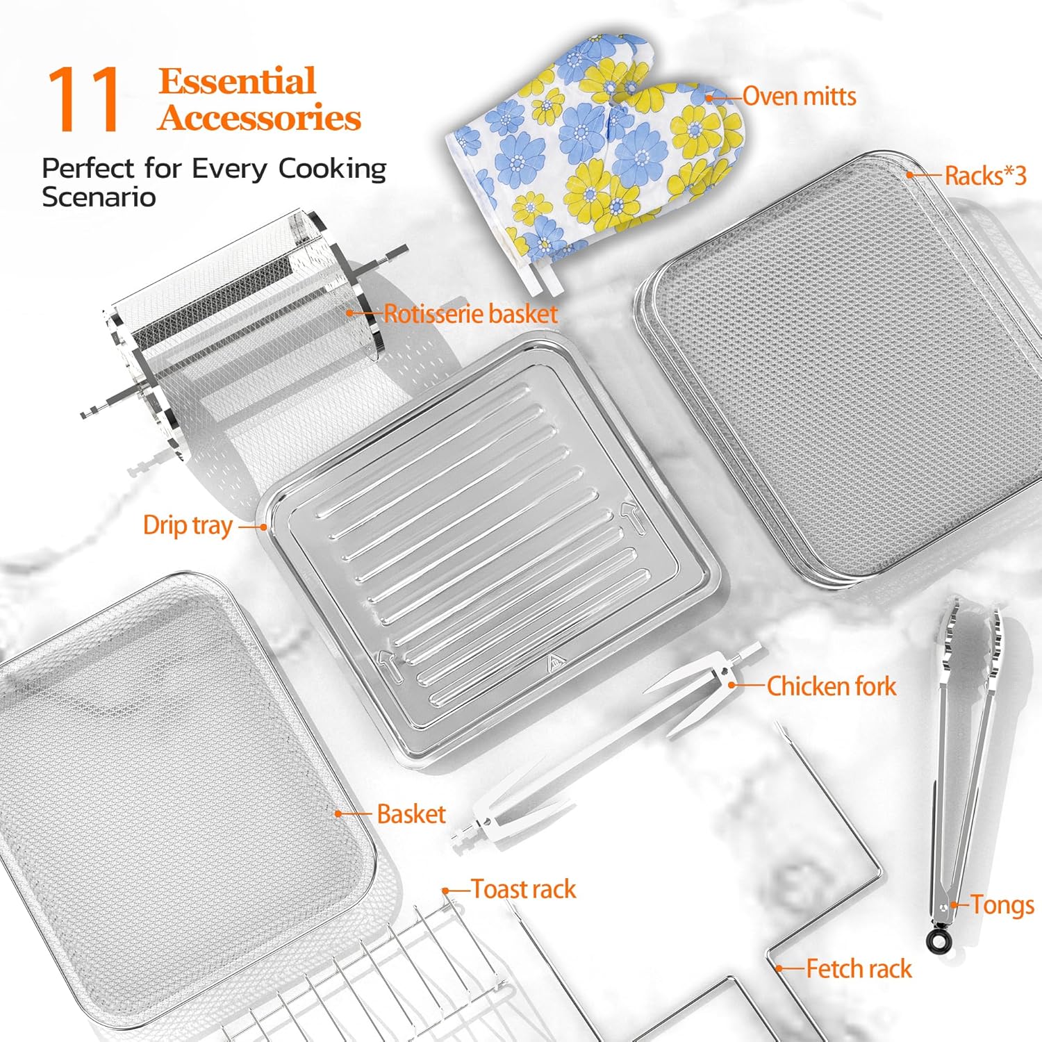 Air Fryer Oven Large 20 QT, 10-in-1 Toaster Oven Air Fryer Combo with Window for Family, Airfryer Oven with Rotisserie, 3 Dehydrating Racks