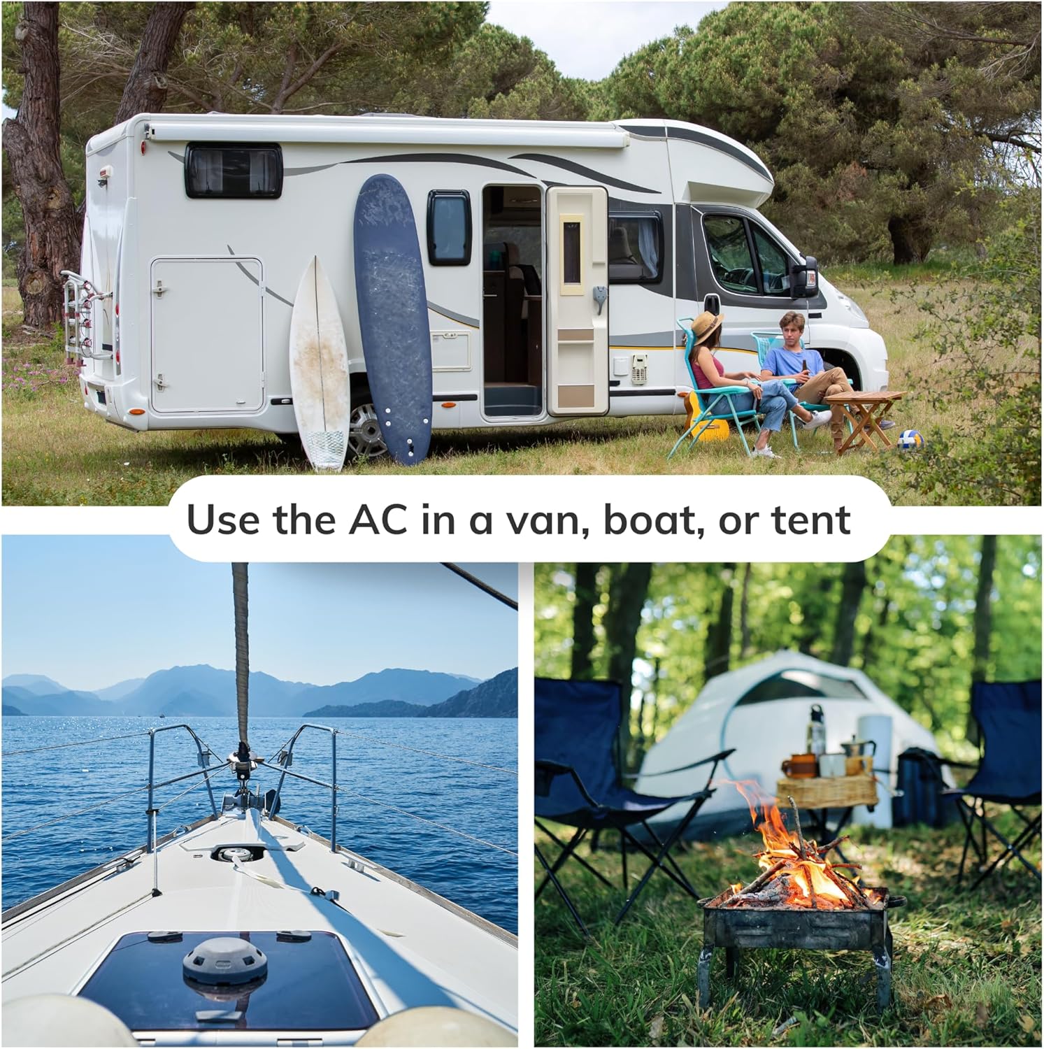 Portable Air Conditioner for Tent for 25-50 Sq. Ft, Outdoor AC Unit with Fan Modes for Truck Van Camping Small Rooms, Windowless Air Cooler with Dual Hoses