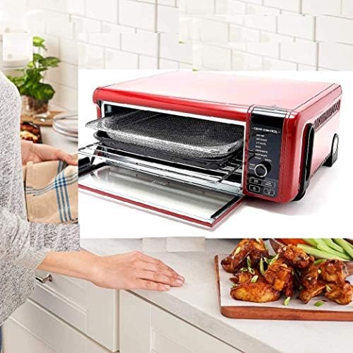 Ninja SP101 8-in-1 Air Fry Large Toaster Oven Flip-Away for Storage Dehydrate Keep Warm 1800w XL Capacity (Renewed) RED