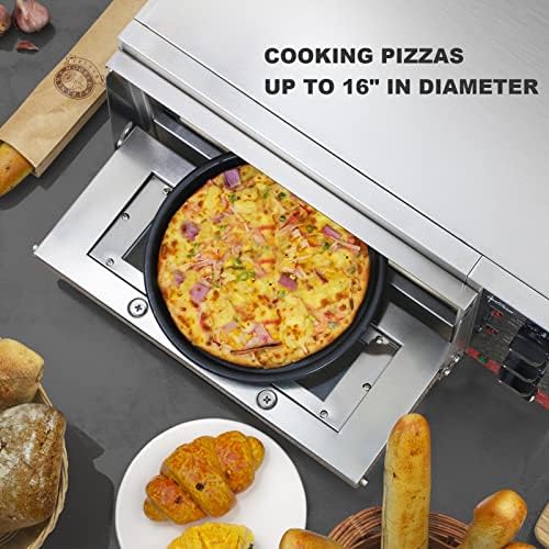 CROSSON ETL listed Commercial 16 inch Countertop Electric Pizza Oven with pizza stone, Multipurpose Indoor Pizza oven for Restaurant use,120V/1800W