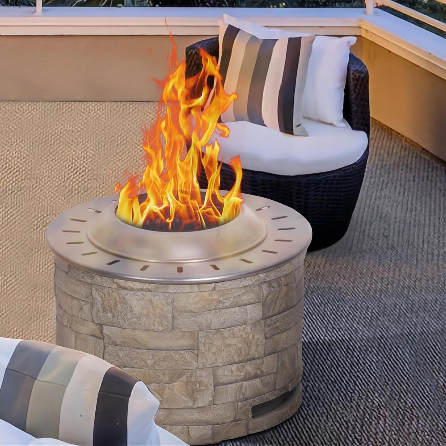 Stackstone Look Smokeless Firepit with Wood Pellet,Twig,Wood As The Fuel