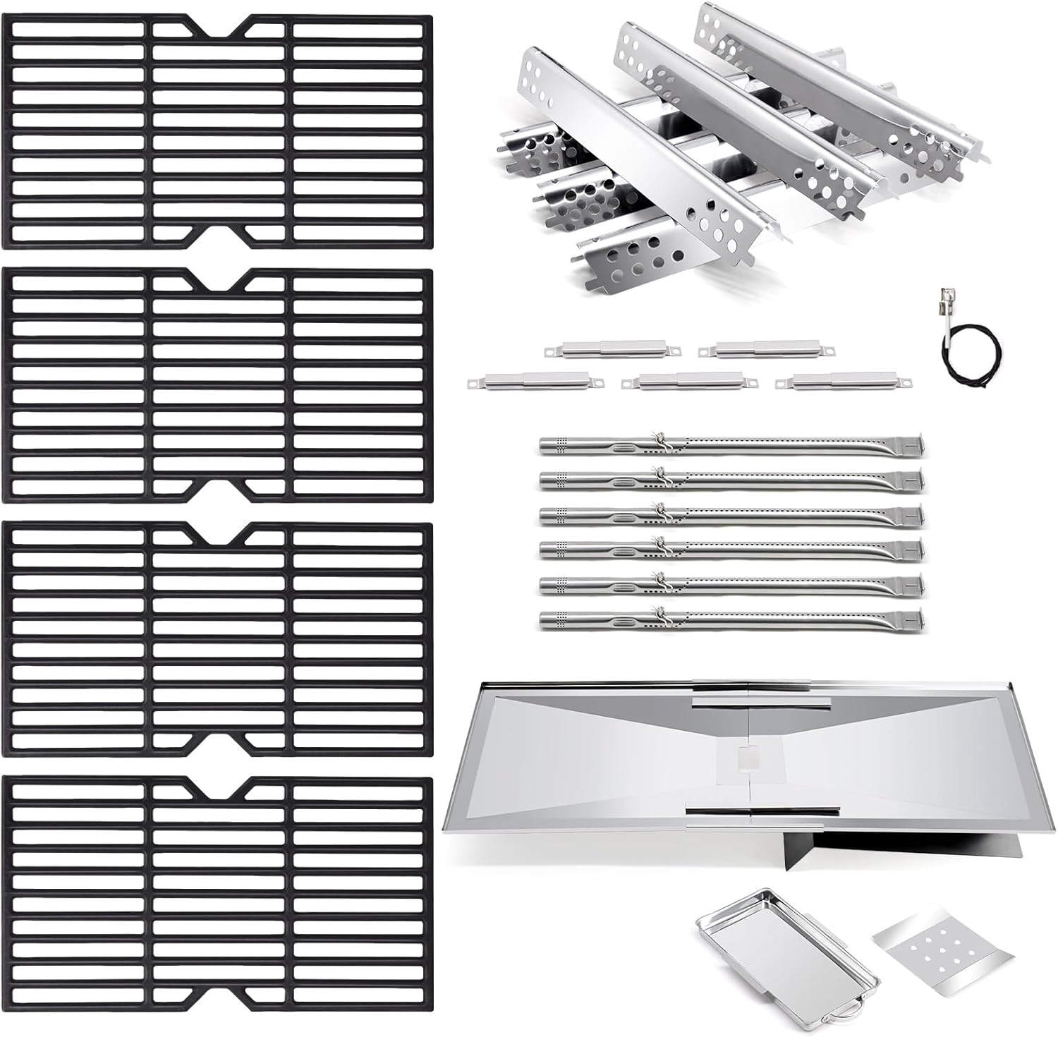 Adviace Replacement Parts for Charbroil 463240115 6-Burner Gas Grill, Grease Tray & Grates & Burner & Igniter & Heat Shield & Carryover Tubes for Char-Broil 463240115 Advantage Grill