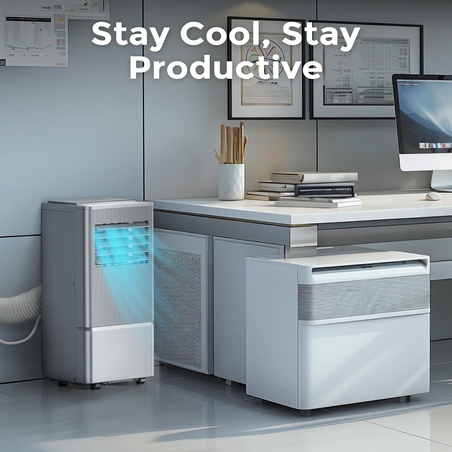 Air Choice 10000 BTU Portable Air Conditioner, Air Conditioner Portable for Room Up to 450 Sq.Ft, 24H Timer, 3-in-1 AC Unit with Dehumidifier & Fan Modes, Window Kit for Home Office, Metallic Grey