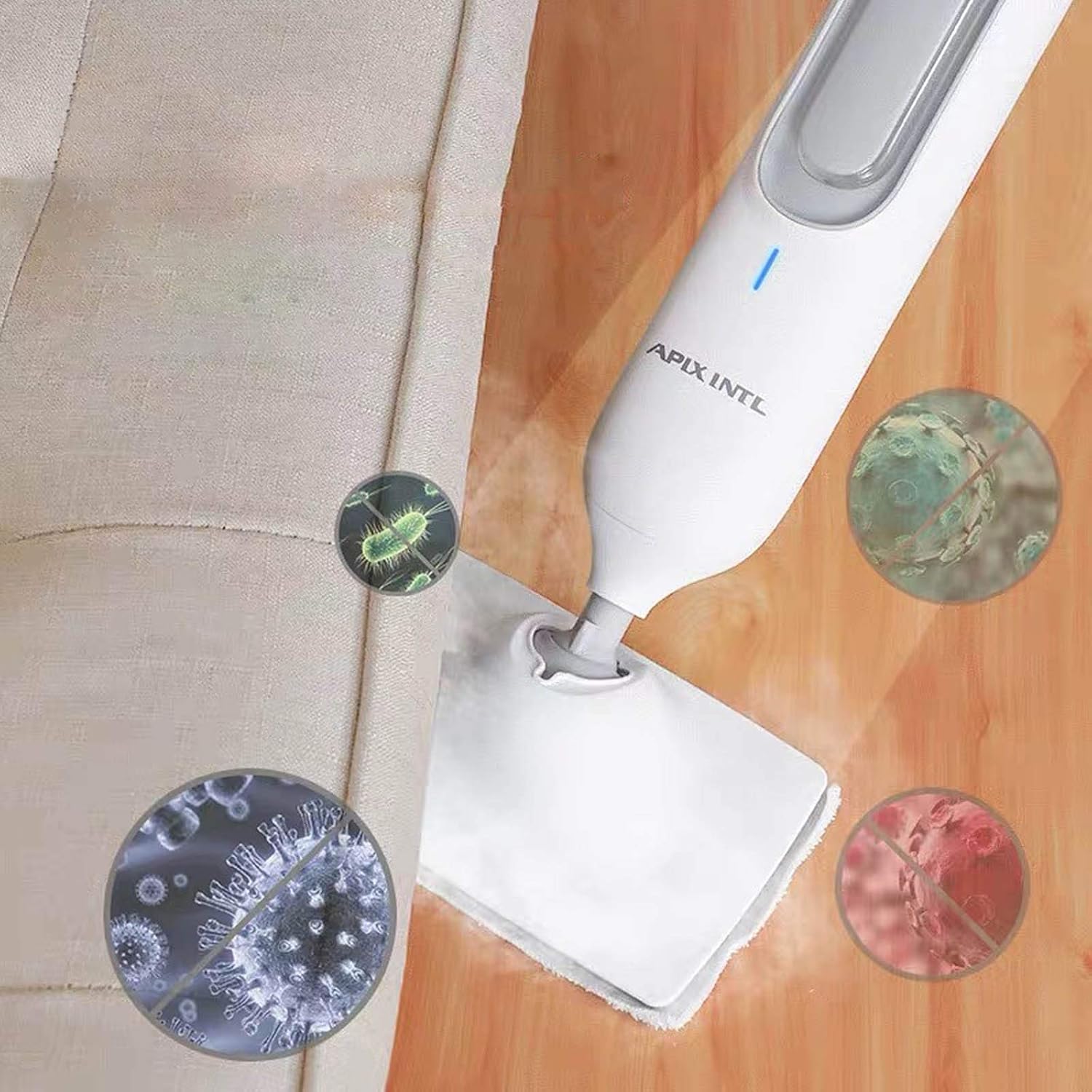 Cordless Electric Mop Multifunctional Steam Mop Electric Mop Scrubbing Mop High Temperature Cleaner Including 2 Replaceable Microfiber Pads White