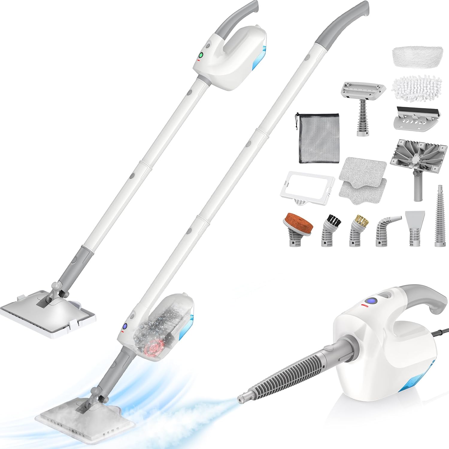 10-in-1 Steam Mop with Detachable Handheld Steamer, Multi & Up Steamer for Cleaning with 350ml Tank,10s Heat-Up, 23Ft Cord, 248°F 1200W Powerful Floor Steam Mop for Hardwood Floors, Grout, Carpet