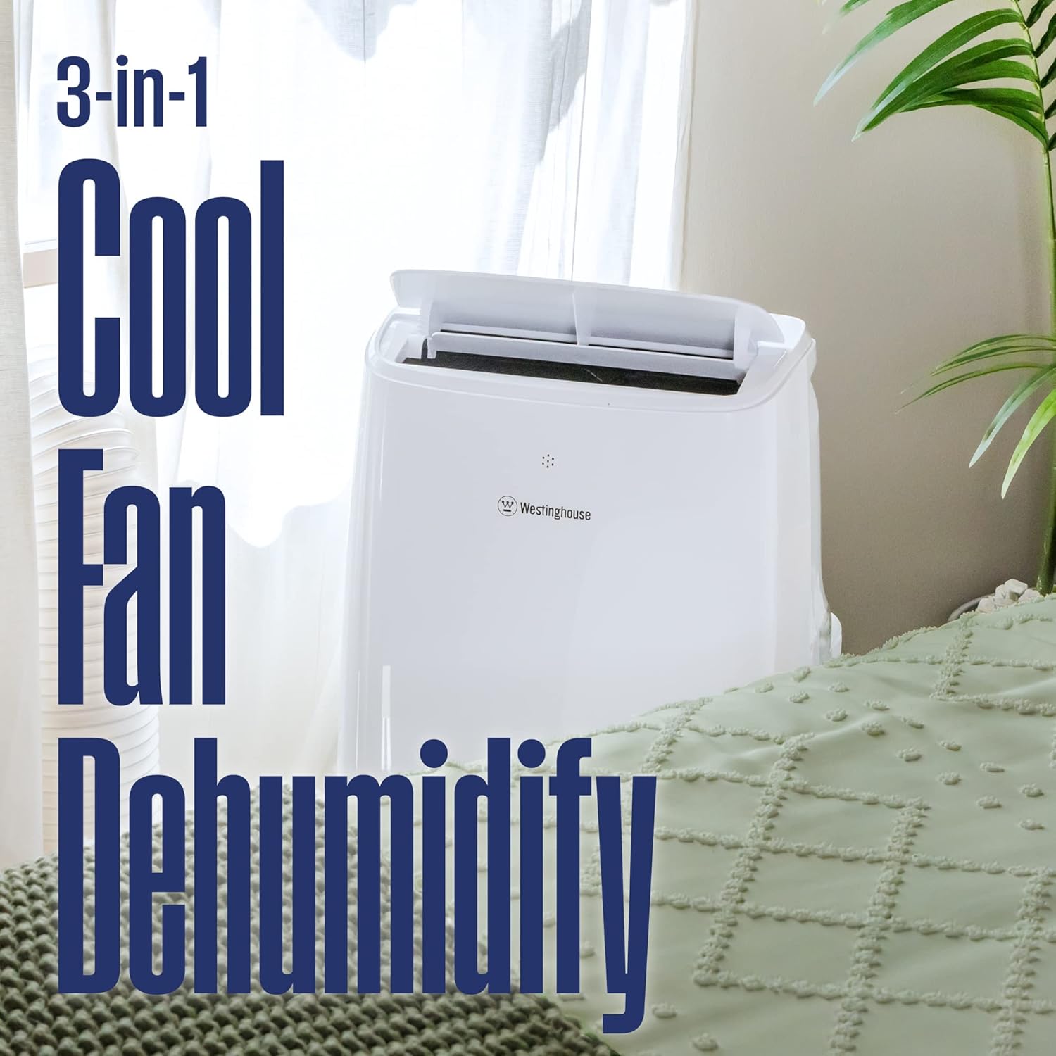Westinghouse 8,000 BTU Air Conditioner Portable For Rooms Up To 350 Square Feet, Portable AC with Home Dehumidifier, Smart Wi-Fi Enabled, 3-Speed Fan, Programmable Timer, Remote Control, Window Kit