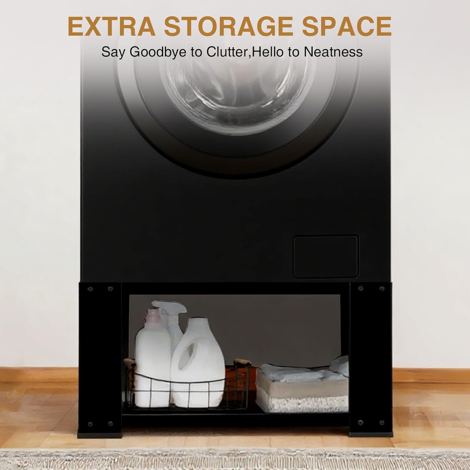 Laundry Pedestal for Washer and Dryer - Fit 27 and 28 Inch Washer and Dryer Stand Heavy Duty Steel 700lbs Capacity Universal Washing Machine Raiser 15.7'' Height Black