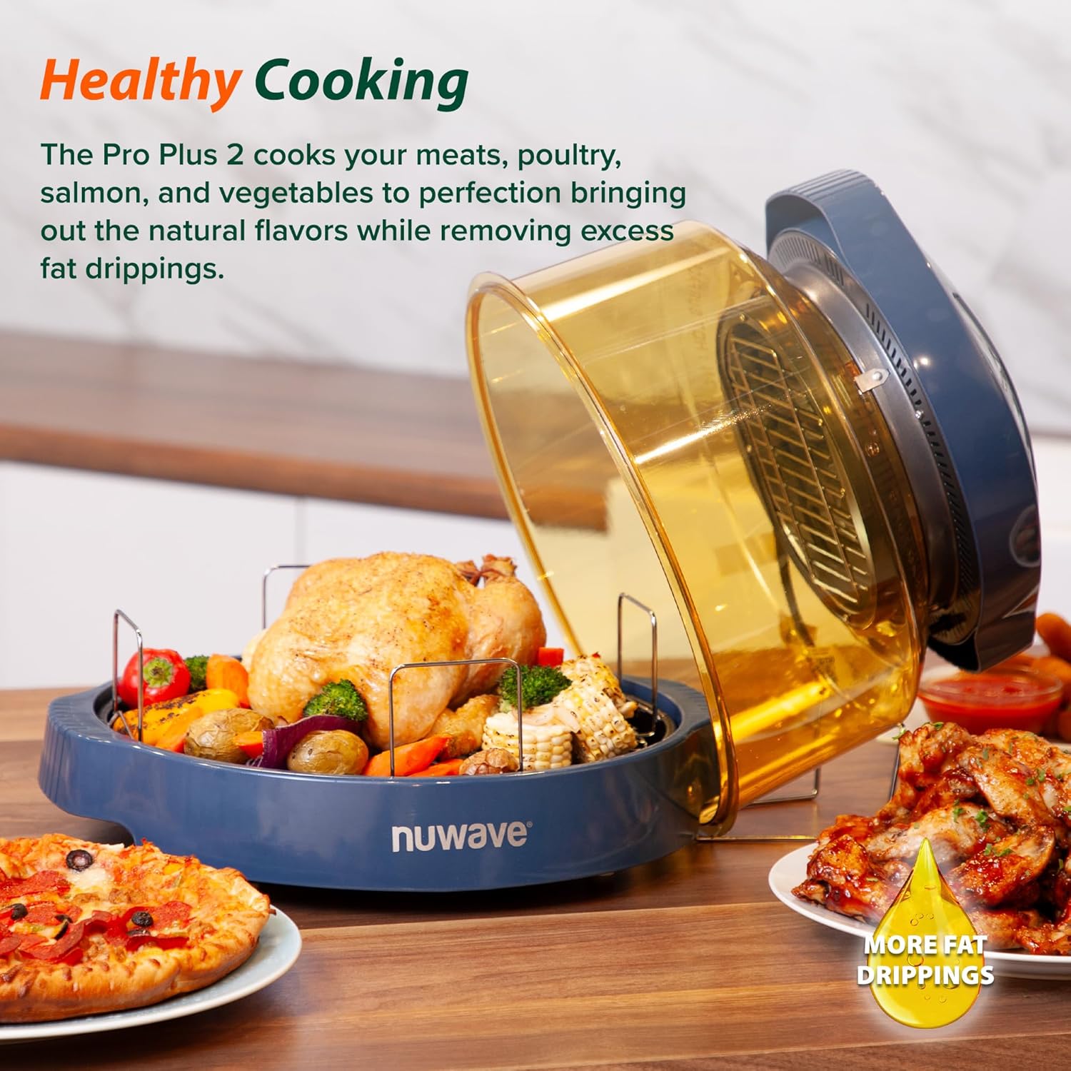 Nuwave Pro Plus 2 Infra-Red Oven, Countertop, Convection, Cook Fresh or Frozen, No Defrosting or Preheating, Cook Healthy, 360 Surround Heat, Adjustable Temps, 100 Presets, 50 Memory, Tough Power Dome