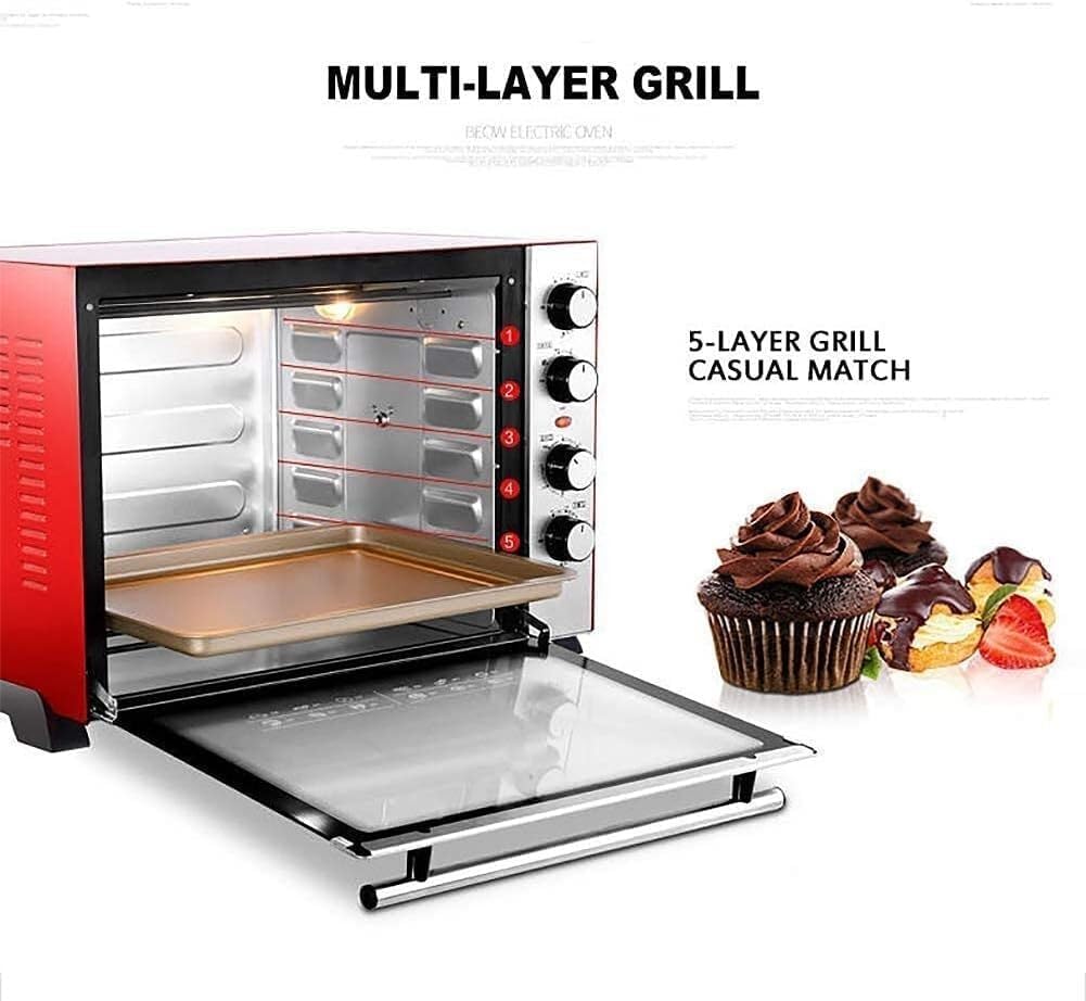 oven mini oven air fryer oven 60L Mini Oven Convection Electric Oven with Baking Tray, Wire Rack and Rotating Skewer (100-250°C), with Multiple Cooking Functions & Grill, Metal/Glass Toaster Oven Ai