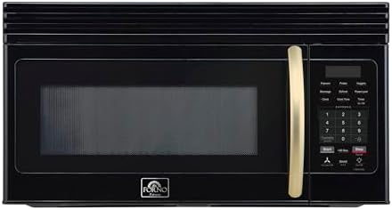 FORNO Scalo 30-Inch Over-the-Range Microwave, 1.6 cu.ft – White Finish with Antique Brass Accents – 300 CFM Ventilation, Touch Control Panel, LED Interior Lighting – FOTR3007-30BLK