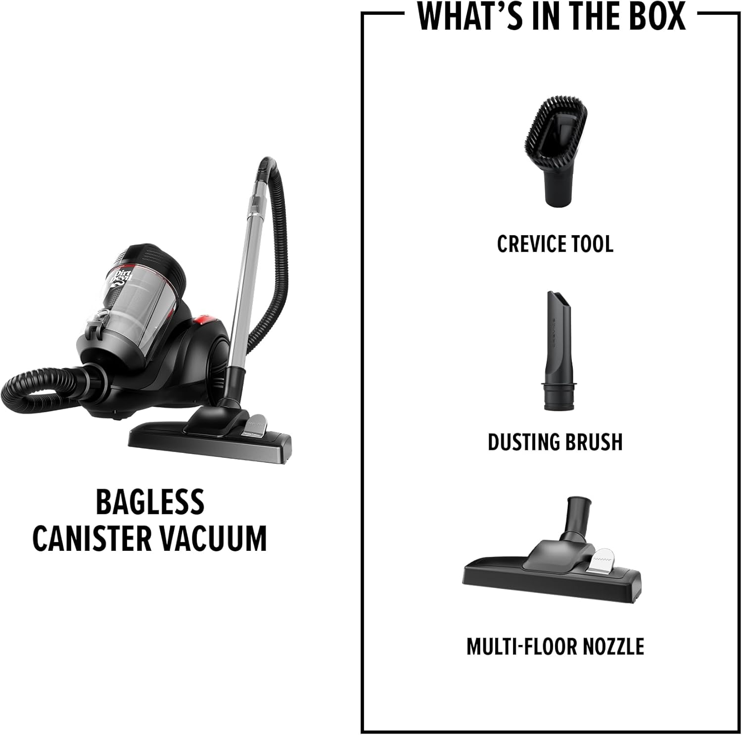 Dirt Devil Bagless Canister Vacuum Cleaner with Cord Rewind for Carpet and Hard Floors, Lightweight, Powerful Suction with Versatile Tools, Corded Canister Vacuum Cleaners for Home Use