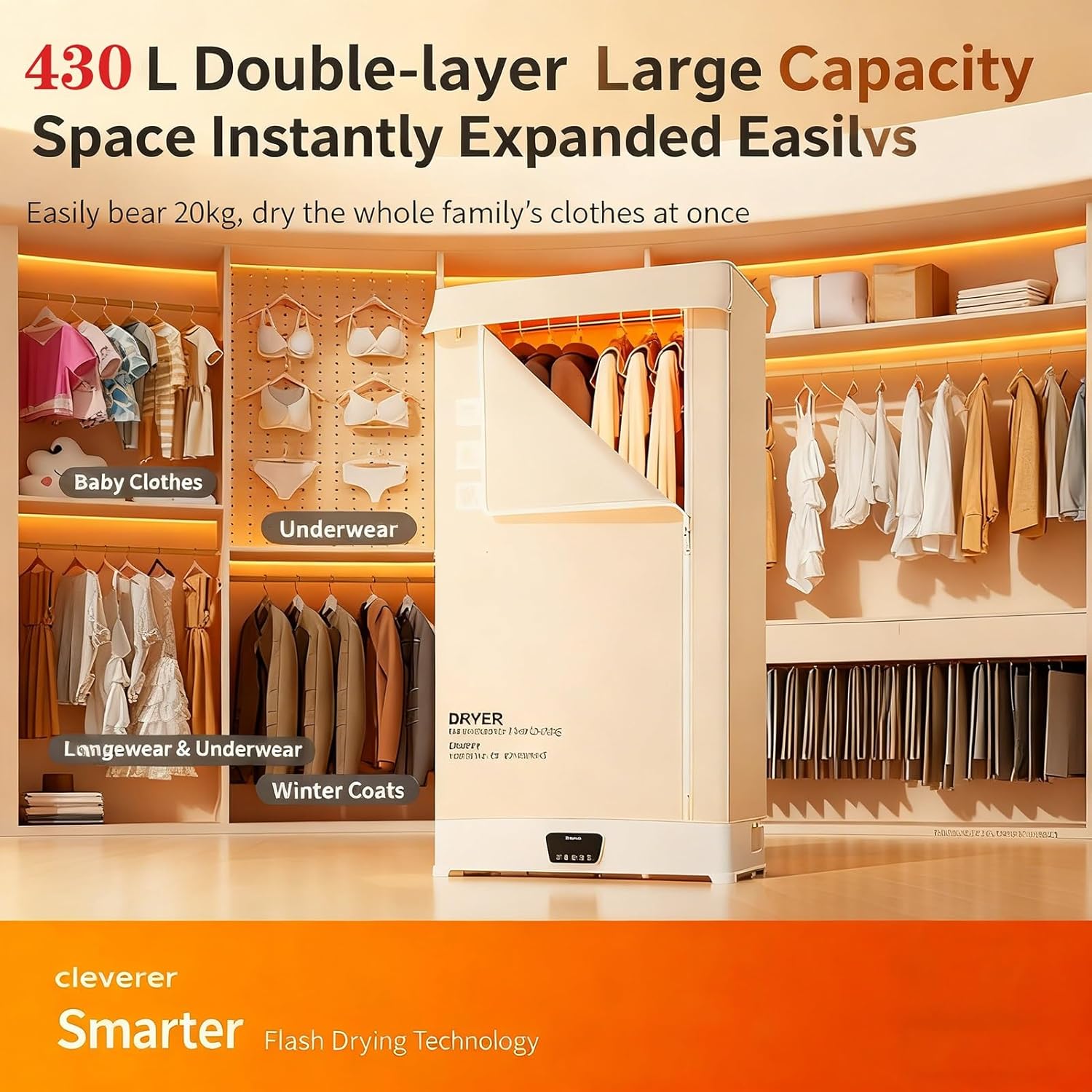 Automatic Ironing Machine,1000W Foldable Dryer & Smart Clothes Dryer Combo,Quick 360° Steam Smoothing and Efficient Hot-Air Drying for Garments,for Home,Small Spaces