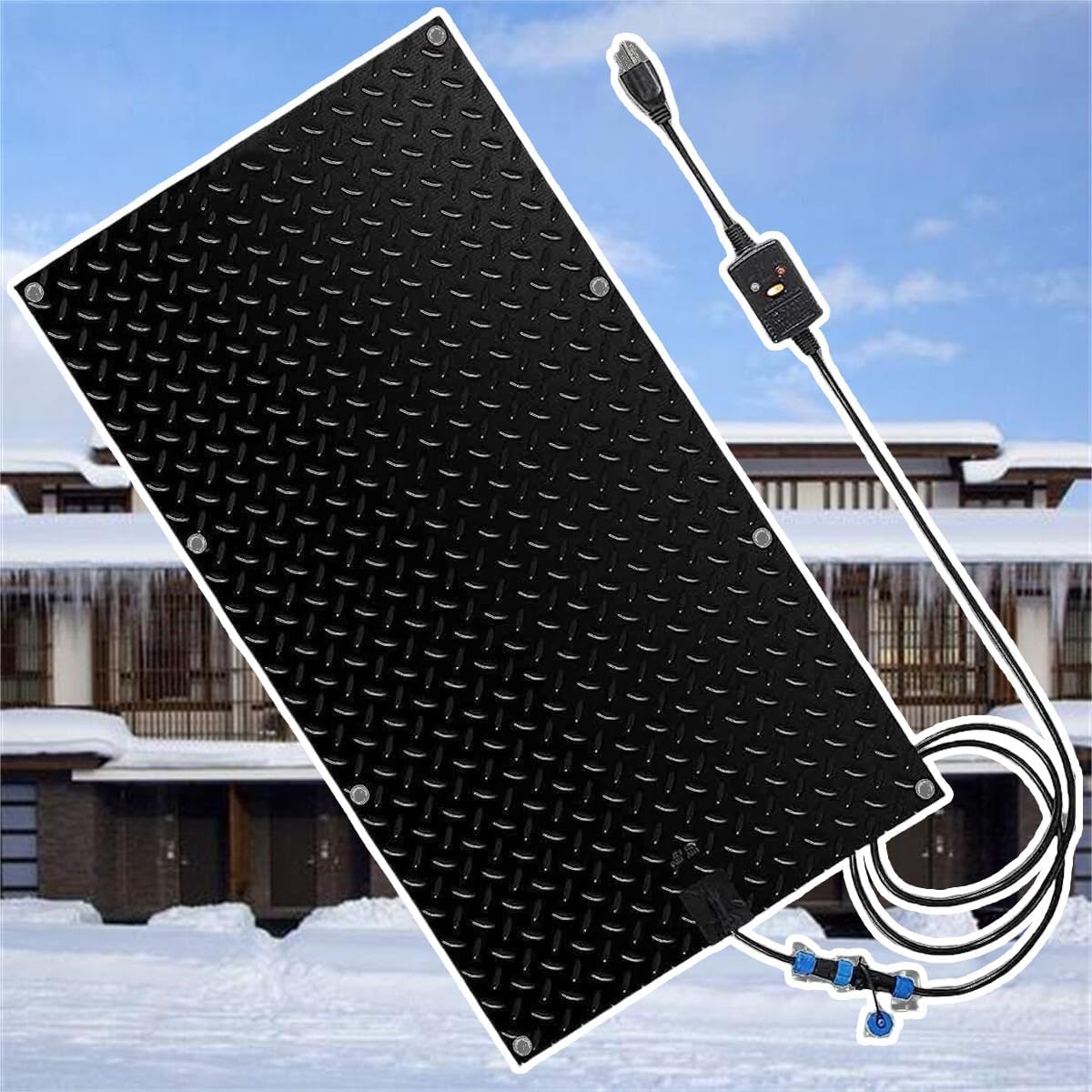 Heated Snow Melting Outdoor Mats -PVC 1/2/3/4/5 pcs Heated Snow and Ice Melting Mat, for Winter Snow Removal Snow and Ice Melt Products - No-Slip Stair Heating Mats(1 Pcs,10x48in/(25.4x121.9 c