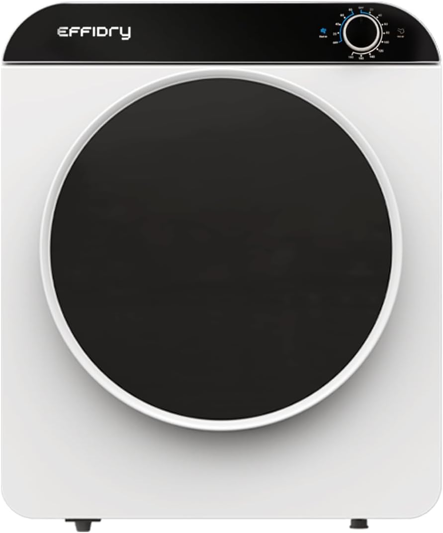 2 cu.ft Portable Dryer, 830W Compact Clothes Dryer with 5 Drying Modes,110V Electric Laundry Dryer with Stainless Steel Tub, Exhaust Hose, Simple Control Knob for Apartments, Dorm, RV, White