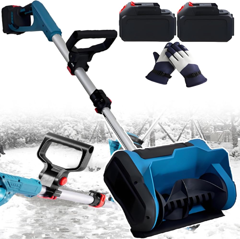 Outdoor Cordless Electric Snow Shovel - 600w Brushless Electric Snow Throwers - 45° Snow Blower, Retractable Length, Cleaning Width 25.4cm (10in),3000rpm 2batteries (2batteries)