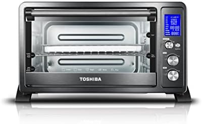 Toshiba AC25CEW-BS Digital Toaster Oven & EM131A5C-BS Microwave Oven with Smart Sensor, Easy Clean Interior, ECO Mode and Sound On/Off, 1.2 Cu.ft, Black Stainless Steel
