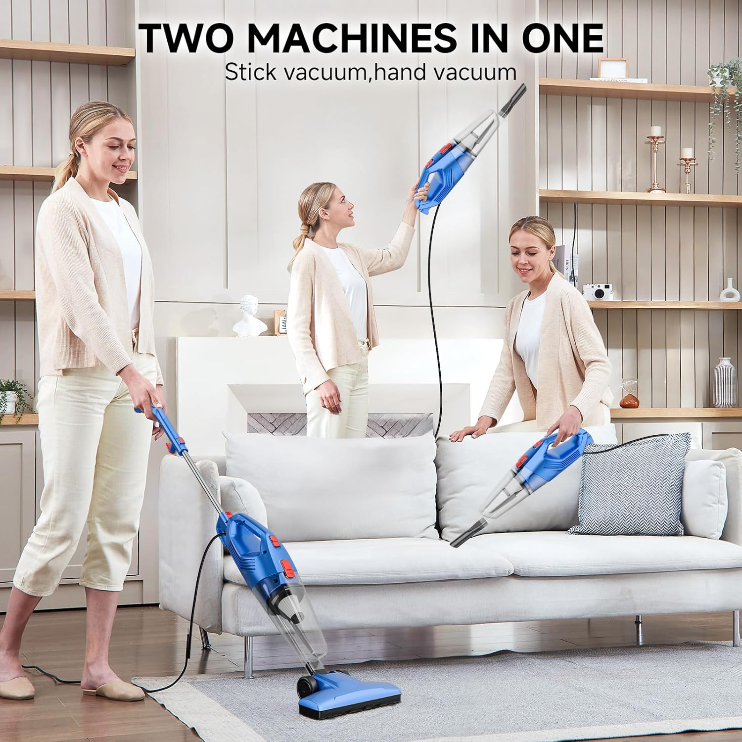 KIKETECH Stick Vacuum Cleaner Corded 22 Ft with Powerful Suction, Adjustable Lightweight Bagless Vacuum with HEPA Filter for Hard Floor.(3881323865-5)