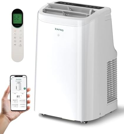 ZAFRO 10000 BTU Portable Air Conditioners (6000 BTU SACC), AC Unit for Bedroom with Drainage-free Cooling, Fan & Dehumidifier, 47dB Quiet, 24H Timer, APP Control/Remote/LED Display