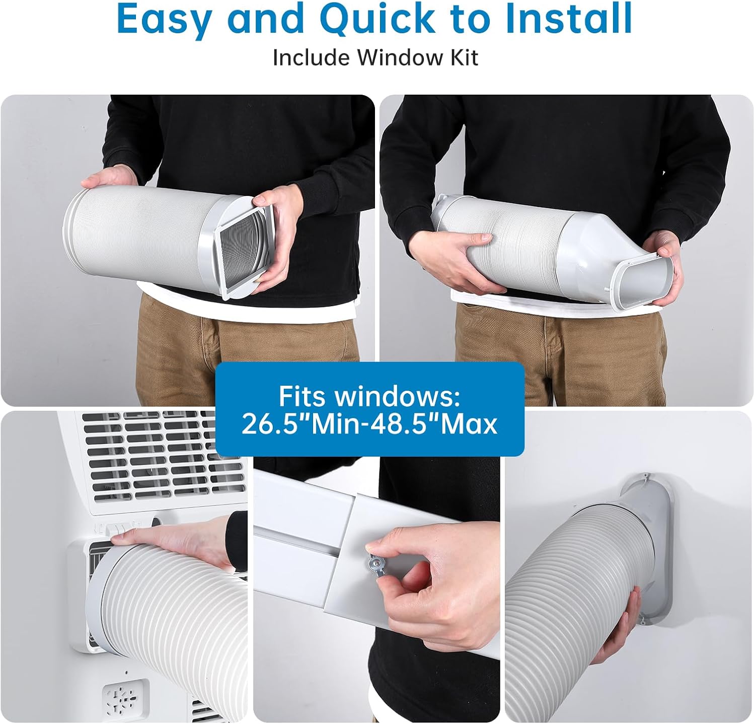 14000BTU Inverter Portable Air Conditioner - Cools & Heats Up to 750 Sq Ft, Dual Hose Efficiency, Functionality, Quiet 42dB Sleep Mode, and Easy Window Installation Kit