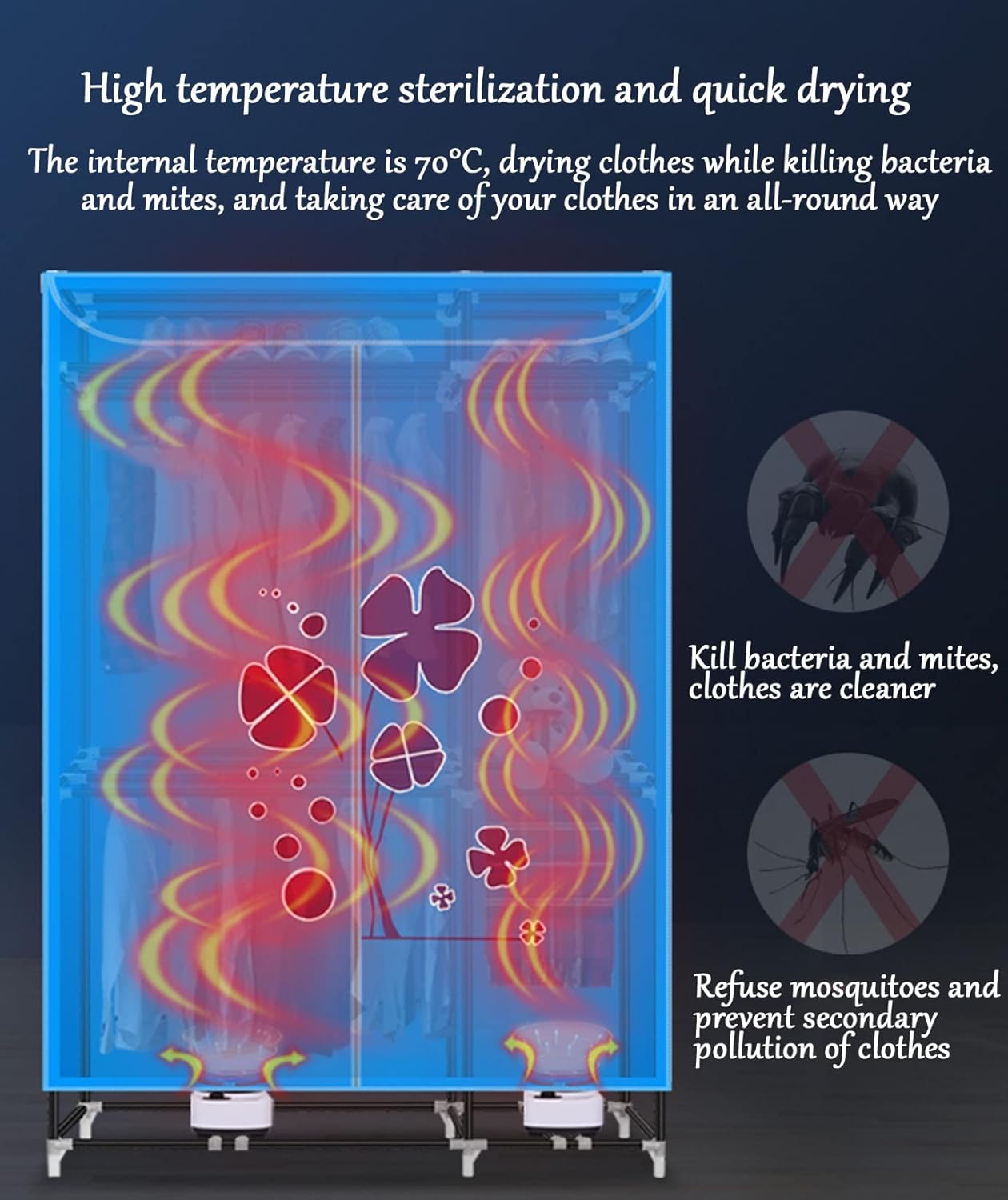 Heated Airers Clothes Indoor Electric 3-Tier Clothes Airer 2400W Portable Large Capacity Heated Clothes Airer with Cover Drying Rack Laundry with Digital Automatic TimerEnergy SavingBeige