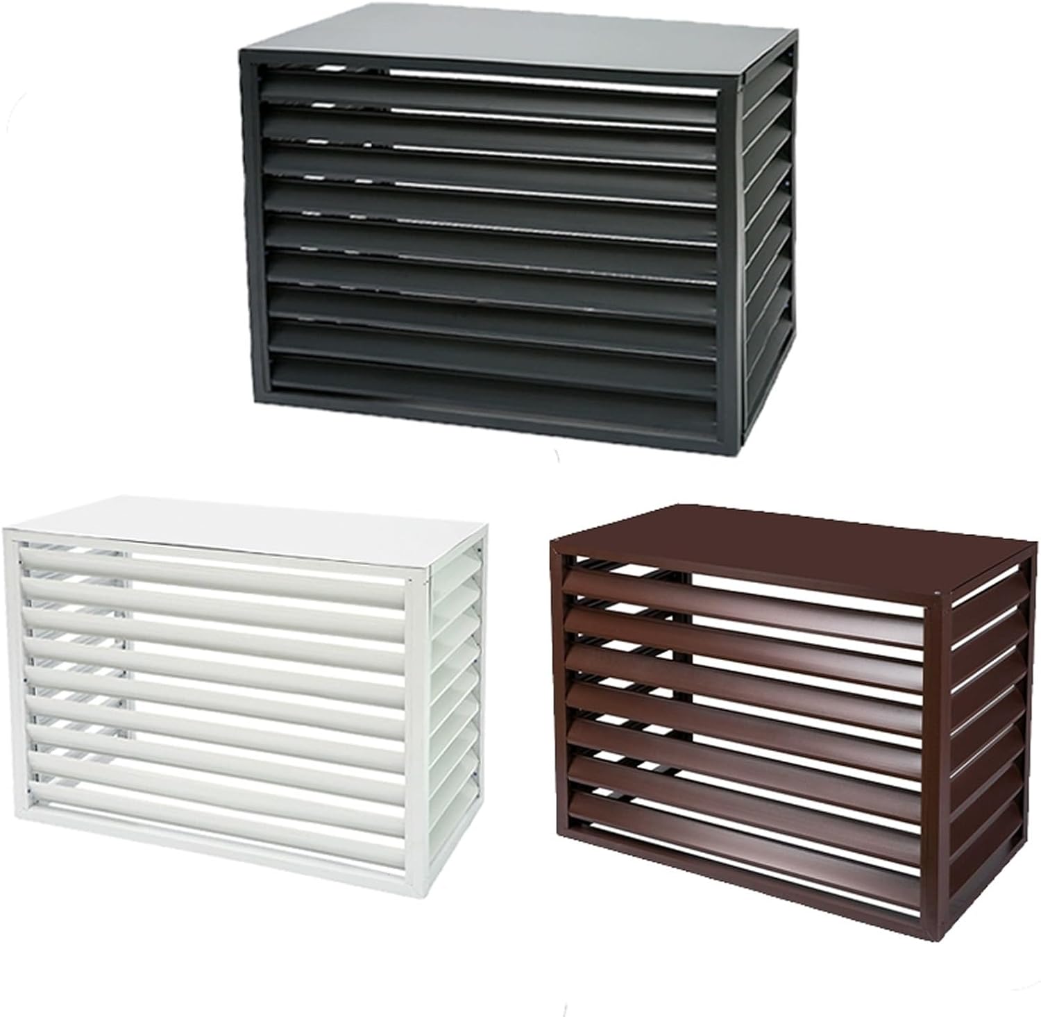 Air Conditioner Cover Breathable Waterproof Shutters Outdoor Air Conditioner Covers For Outside Units Louvered Frame Protective Cover Privacy Fence Screen(Cream,110*80*60cm)