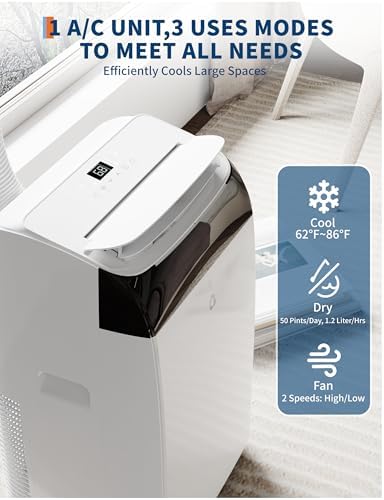 14000 BTU Portable Air Conditioners with Remote Control, 3-in-1 Free Standing Cooling AC Unit with Fan & Dehumidifier, Cools Room up to 700 sq.ft, Smart/Sleep Mode, 3 Speed, Auto Swing, 24H Timer