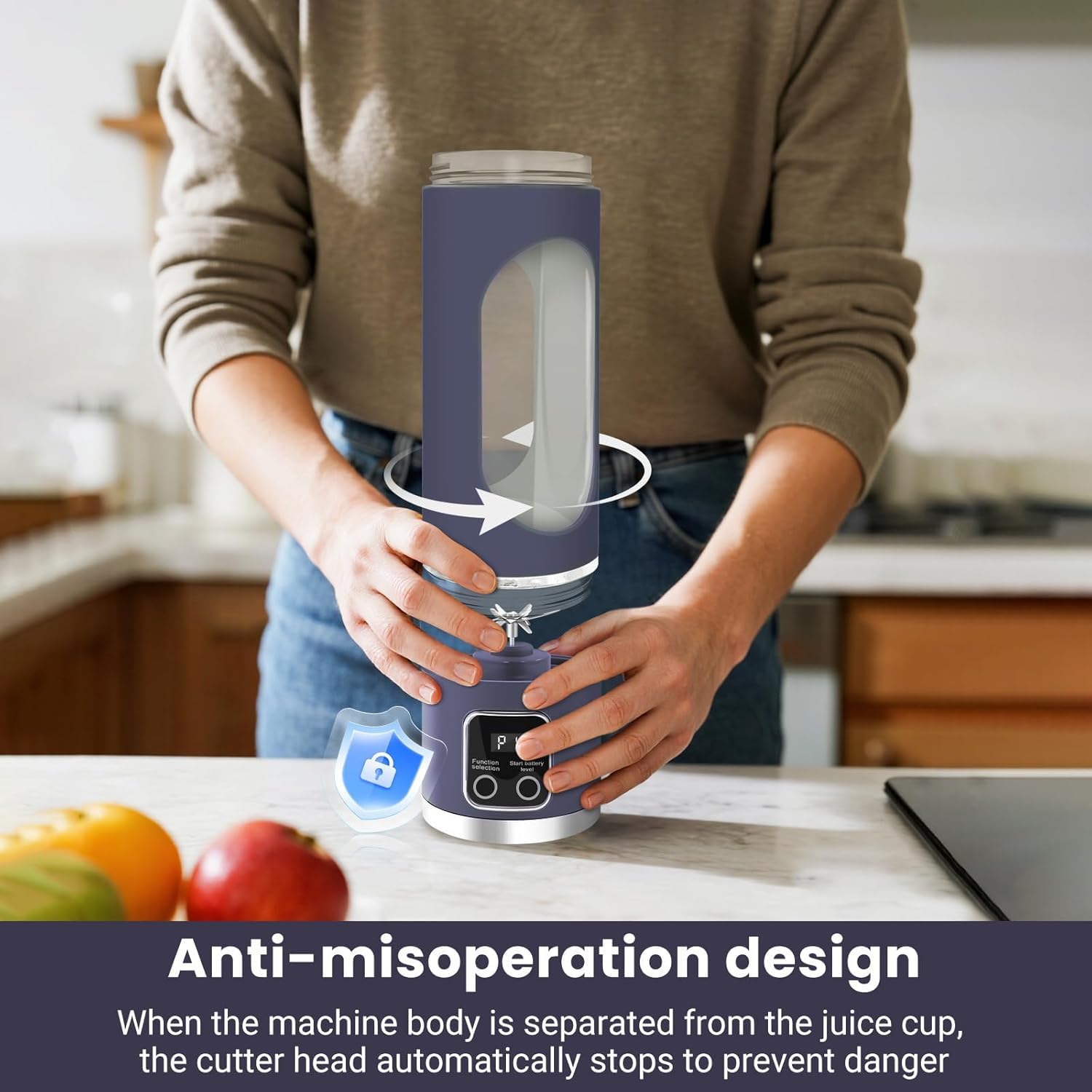 Portable Personal Electric Blender，500ML Portable Shakes and Smoothies Blender，12 Blades USB Rechargeable Small Blenders、Mixing、Compact、Convenient and Versatile(Purple)