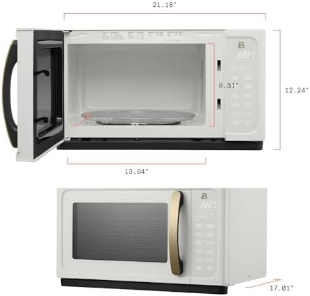 Beautiful 1.1 Cu ft 1000 Watt, Sensor Microwave Oven, White Icing by Drew Barrymore, New